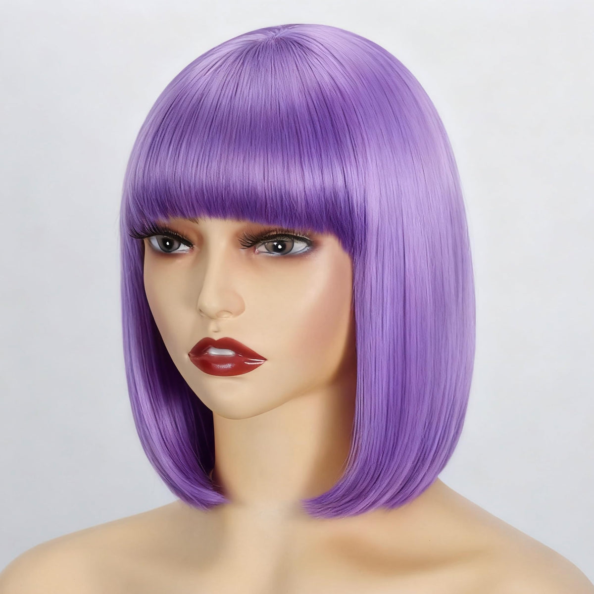 Svolna purple bangs blunt cut for a bold, event-ready look.