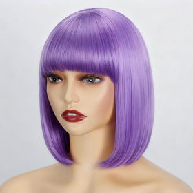 Svolna purple bangs blunt cut for a bold, event-ready look.
