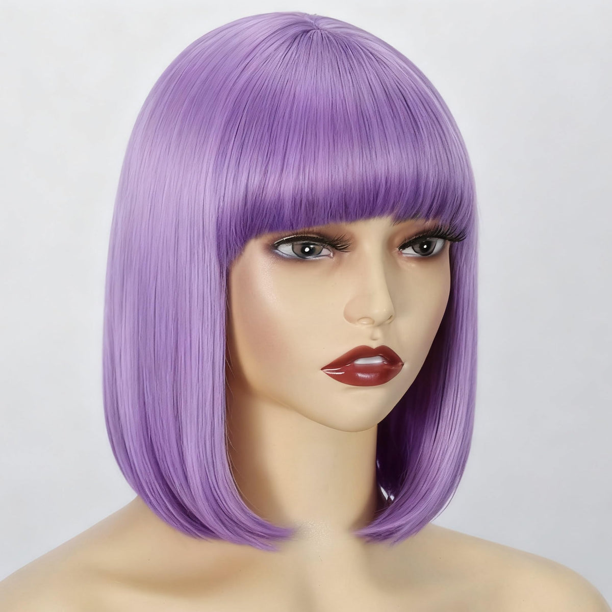 Svolna purple bob wig texture close-up shows soft synthetic fibers.