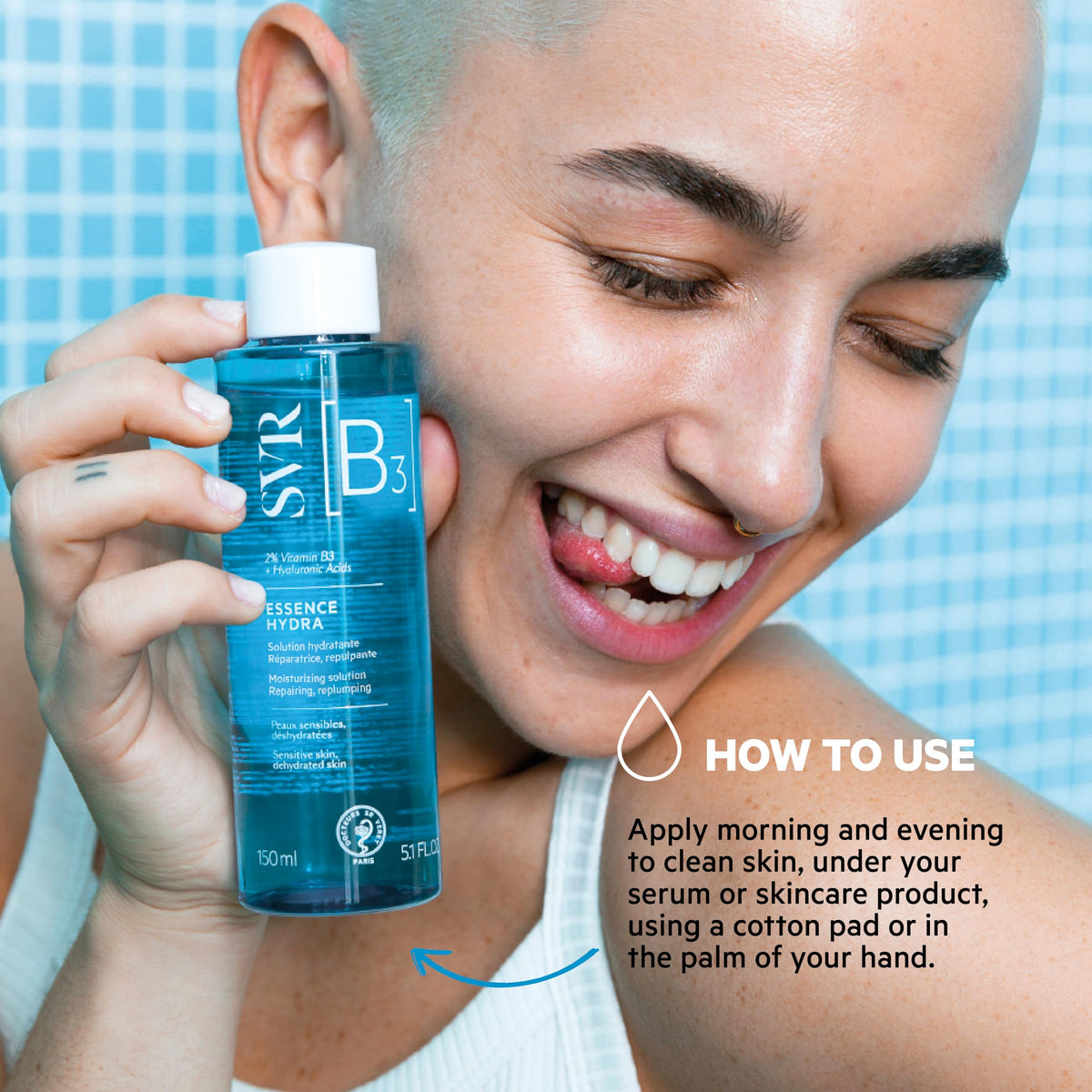 SVR B3 Hydra Face Essence ingredients niacinamide emphasize soothing, balanced skin.