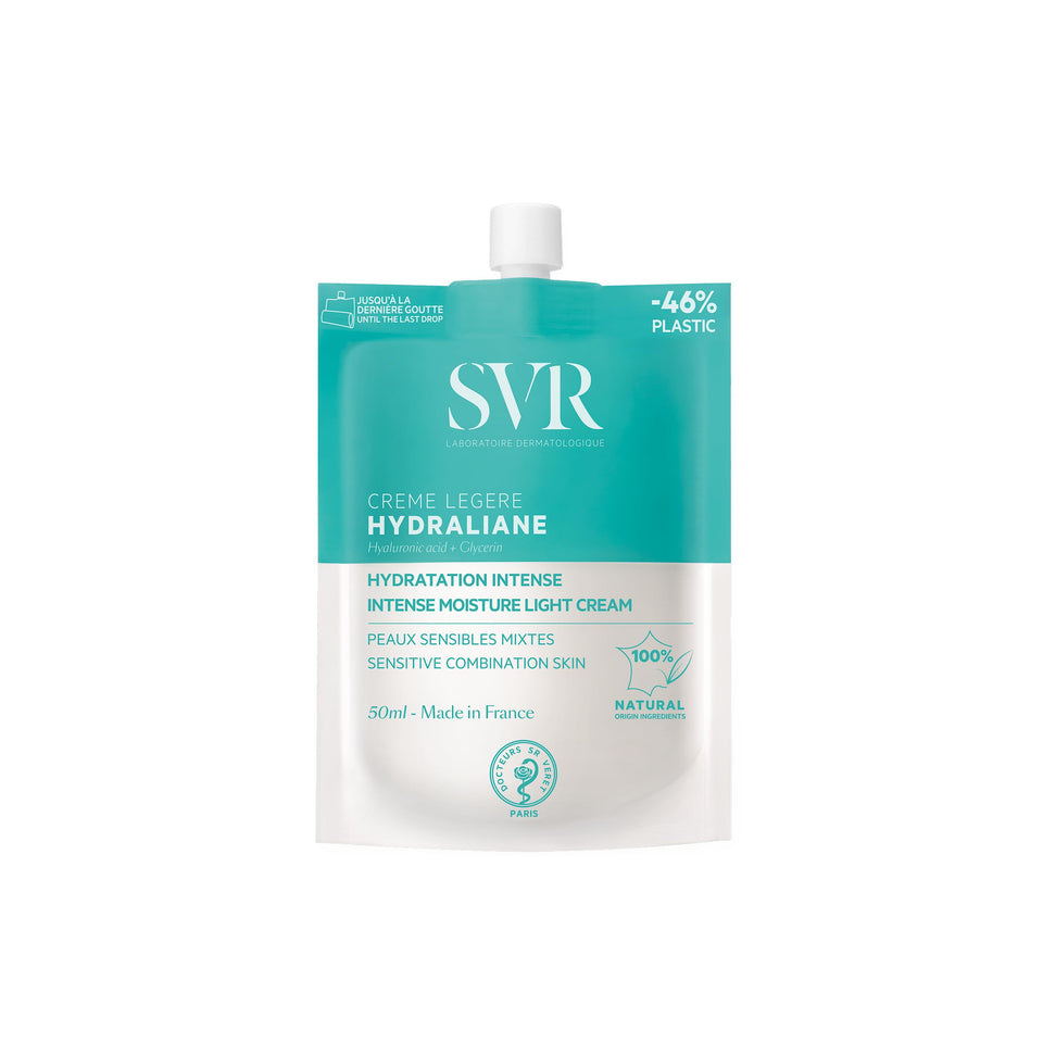 SVR Hydraliane Light Cream bottle close-up showing lightweight hydration for sensitive skin