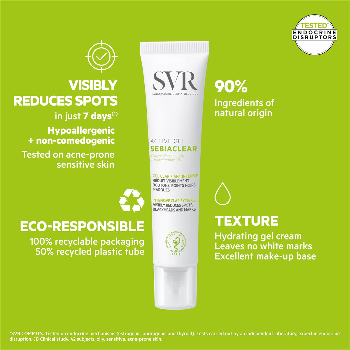SVR Sebiaclear Active Gel-Cream on clean face with oil-free finish.