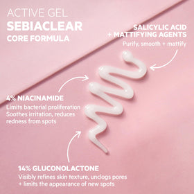 SVR Sebiaclear Active Gel-Cream being dabbed on skin for quick absorption.