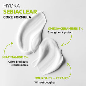 SVR Sebiaclear ingredients label highlights 5% niacinamide and hyaluronic acid.