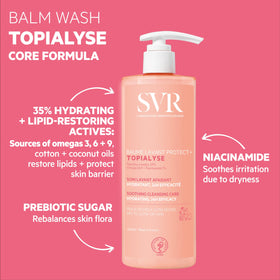 SVR Topialyse cleansing balm for face and body in use.