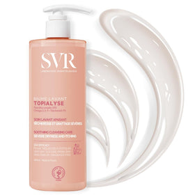 SVR Topialyse cleansing balm jar close-up, creamy texture for sensitive, dry skin.