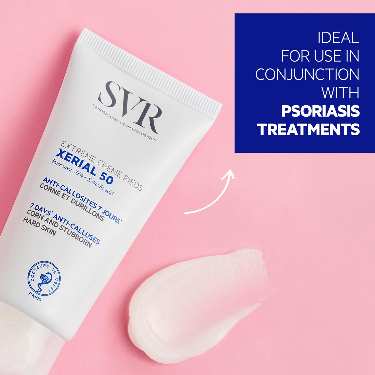 SVR Xerial 50 Extreme Foot Gel outer packaging highlighting 50% urea