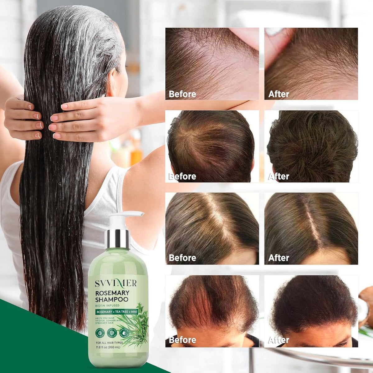 Svvimer rosemary biotin tea tree conditioner tube indicating smooth, resilient strands