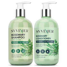Svvimer rosemary biotin tea tree shampoo bottle showing full hair potential