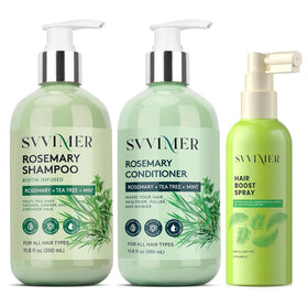 Svvimer Rosemary Shampoo bottle close-up, highlighting nourishing formula for everyday volume.