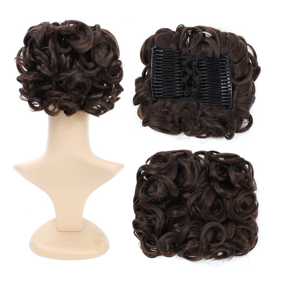 SWACC short messy curly bun clip-in ponytail adds instant volume
