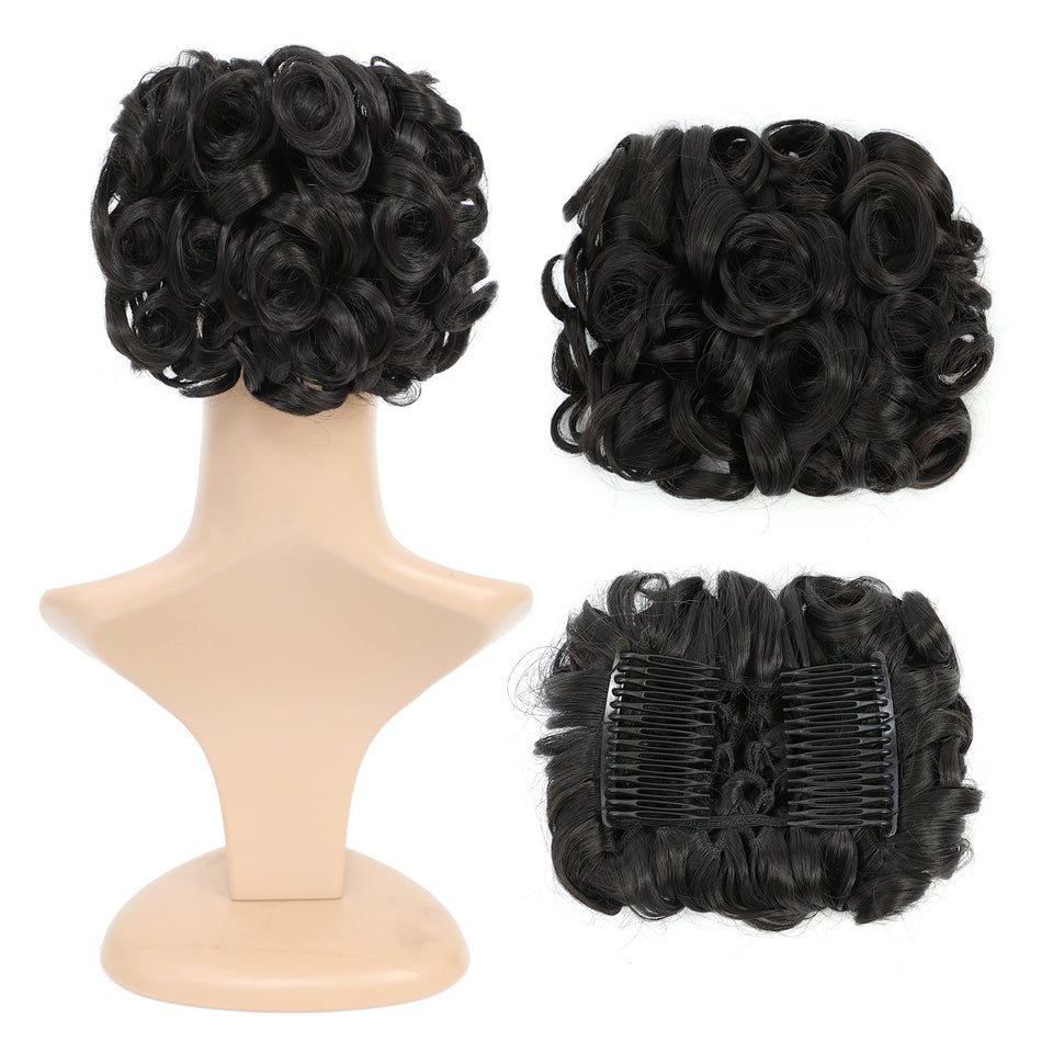 SWACC short messy curly bun clip-in delivers natural volume for any look.