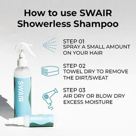 Finished look after air-drying with SWAIR Showerless Shampoo.