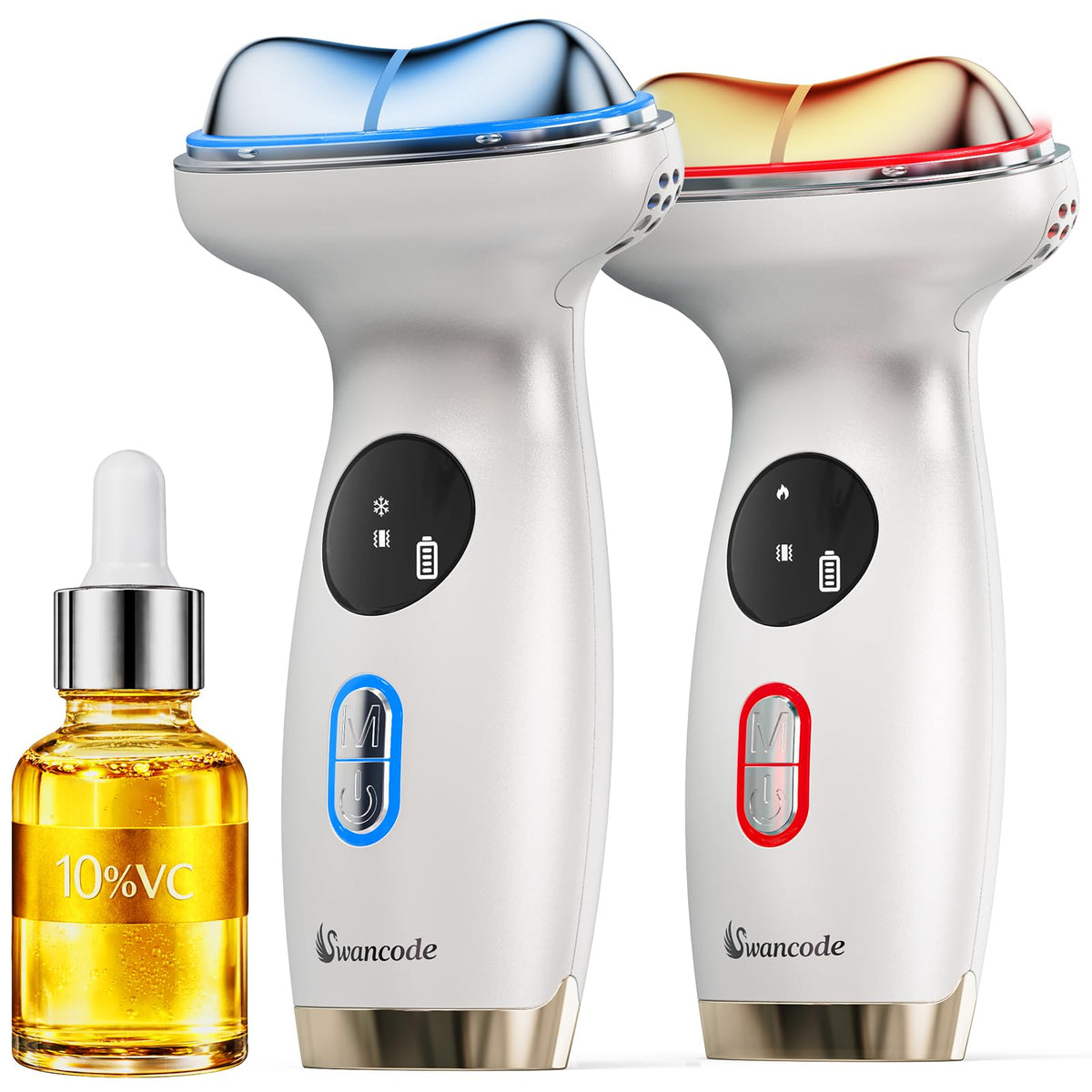 Swancode cold-heat led face sculpting tool provides cooling and warming sessions for depuffing.