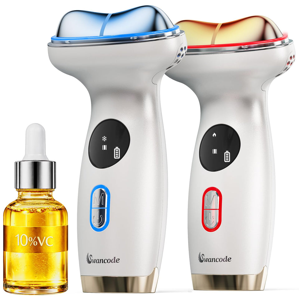 Swancode cold-heat led face sculpting tool provides cooling and warming sessions for depuffing.