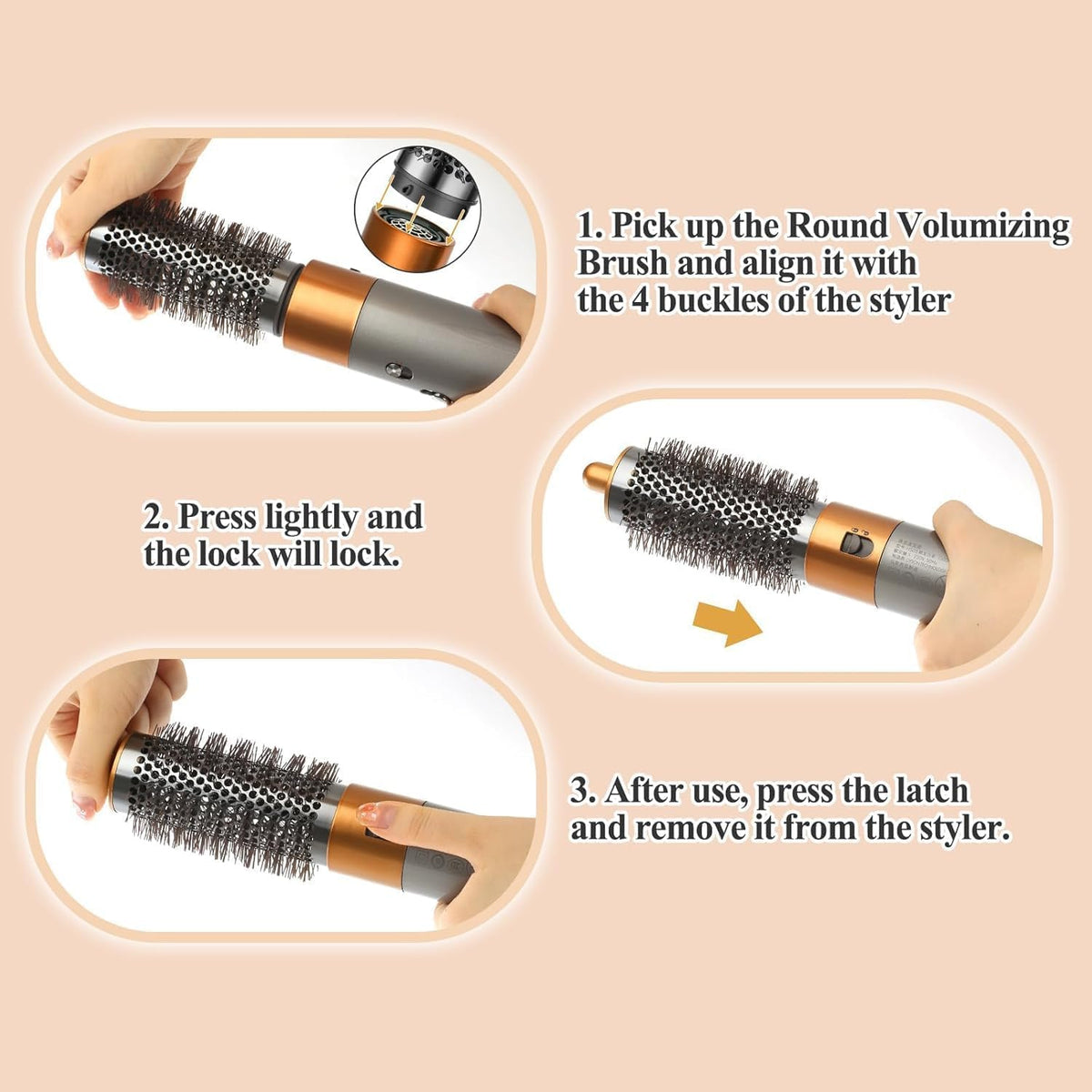 User-friendly setup with large oval brush for quick styling sessions.