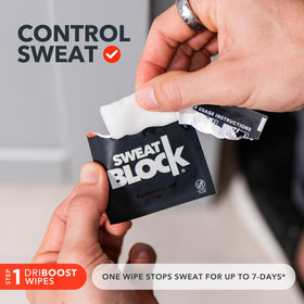 SweatBlock clinical-strength deodorant in the morning for daily freshness.