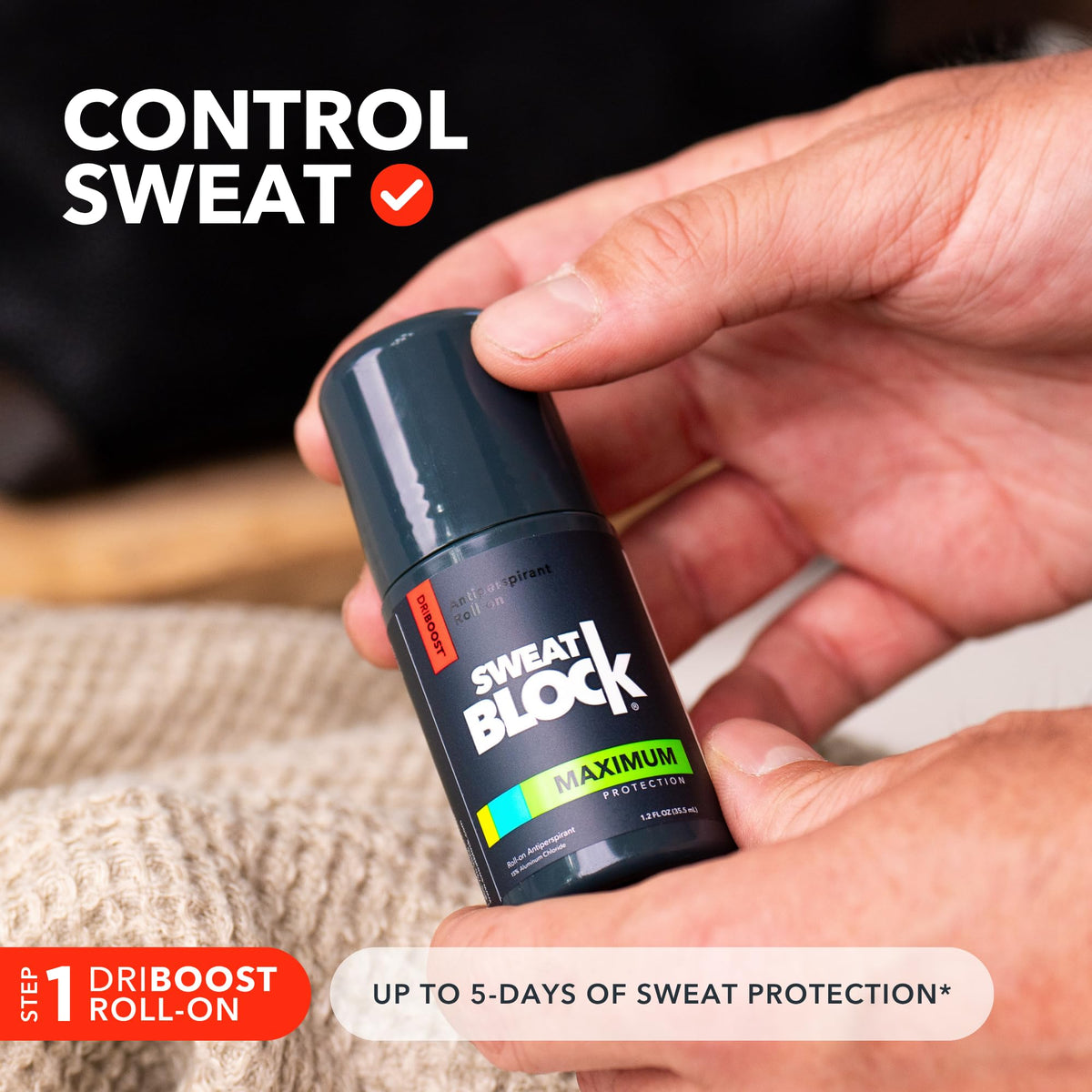 SweatBlock clinical-strength deodorant for all-day underarm freshness.