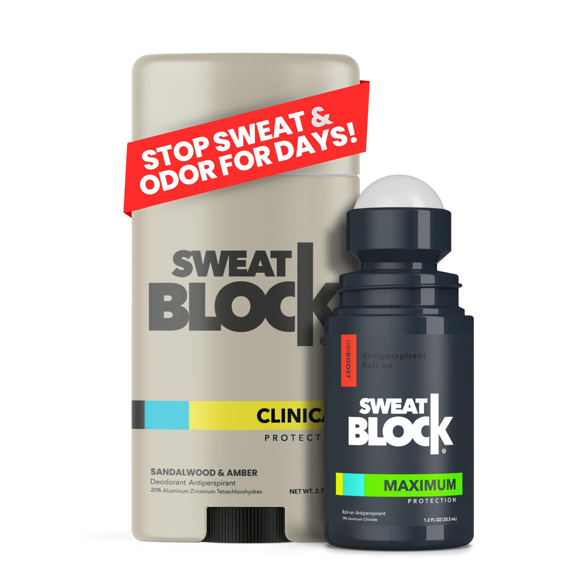 SweatBlock roll-on night application for lasting dryness and comfort.