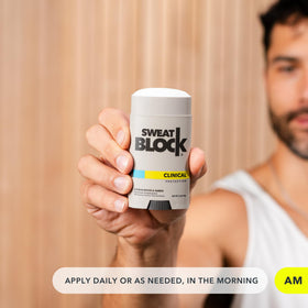 Close-up of underarm with visible odor-control benefits from SweatBlock.