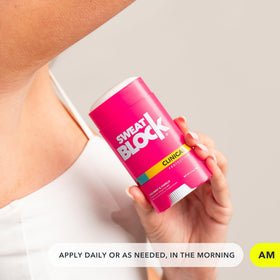 SweatBlock USA-made packaging highlights domestic production and quality.