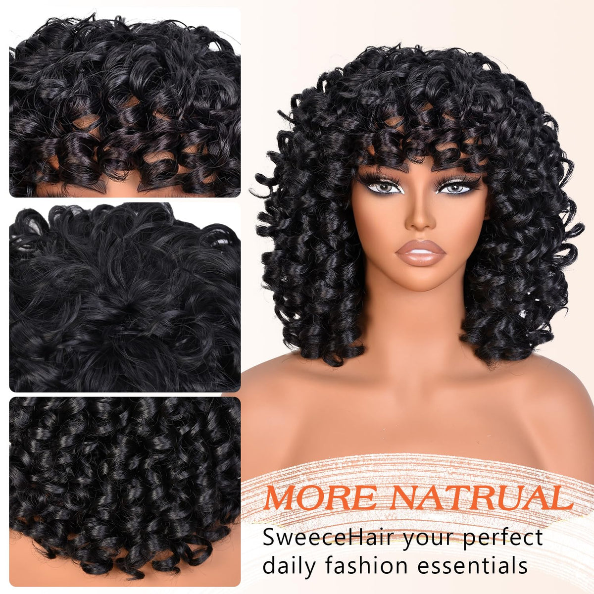 SweeceHair color-variety curly wig, 14-inch, suits daily looks.