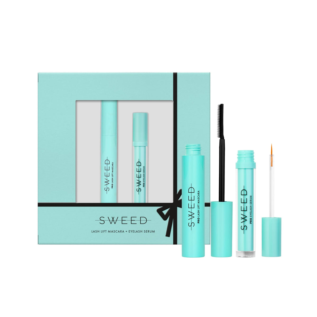 Sweed Lash Lift Mascara and Eyelash Serum duo arranged for gifting.