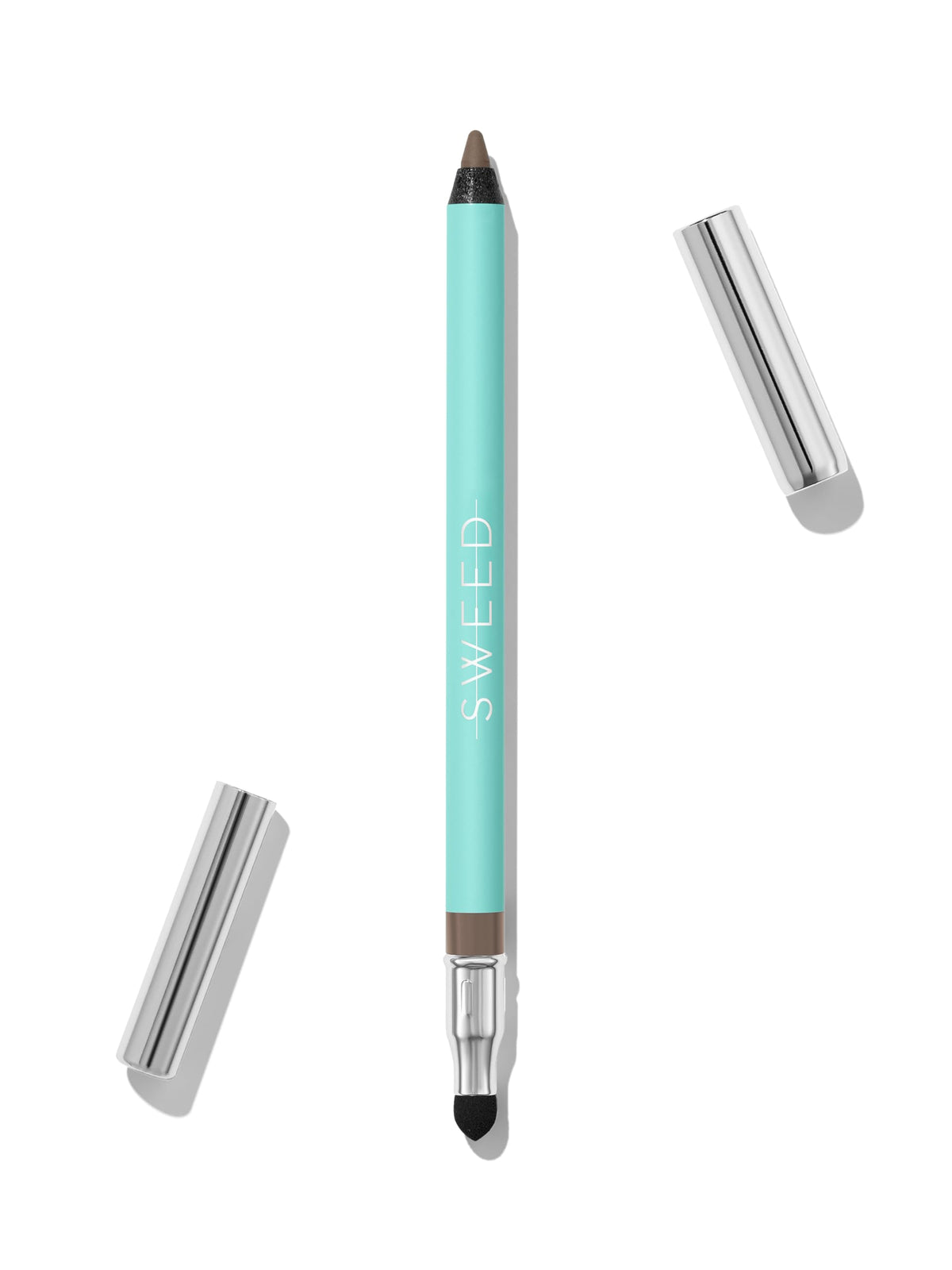 Sweed Satin Eyeliner taupe swatches show creamy-matte finish for all-day wear.
