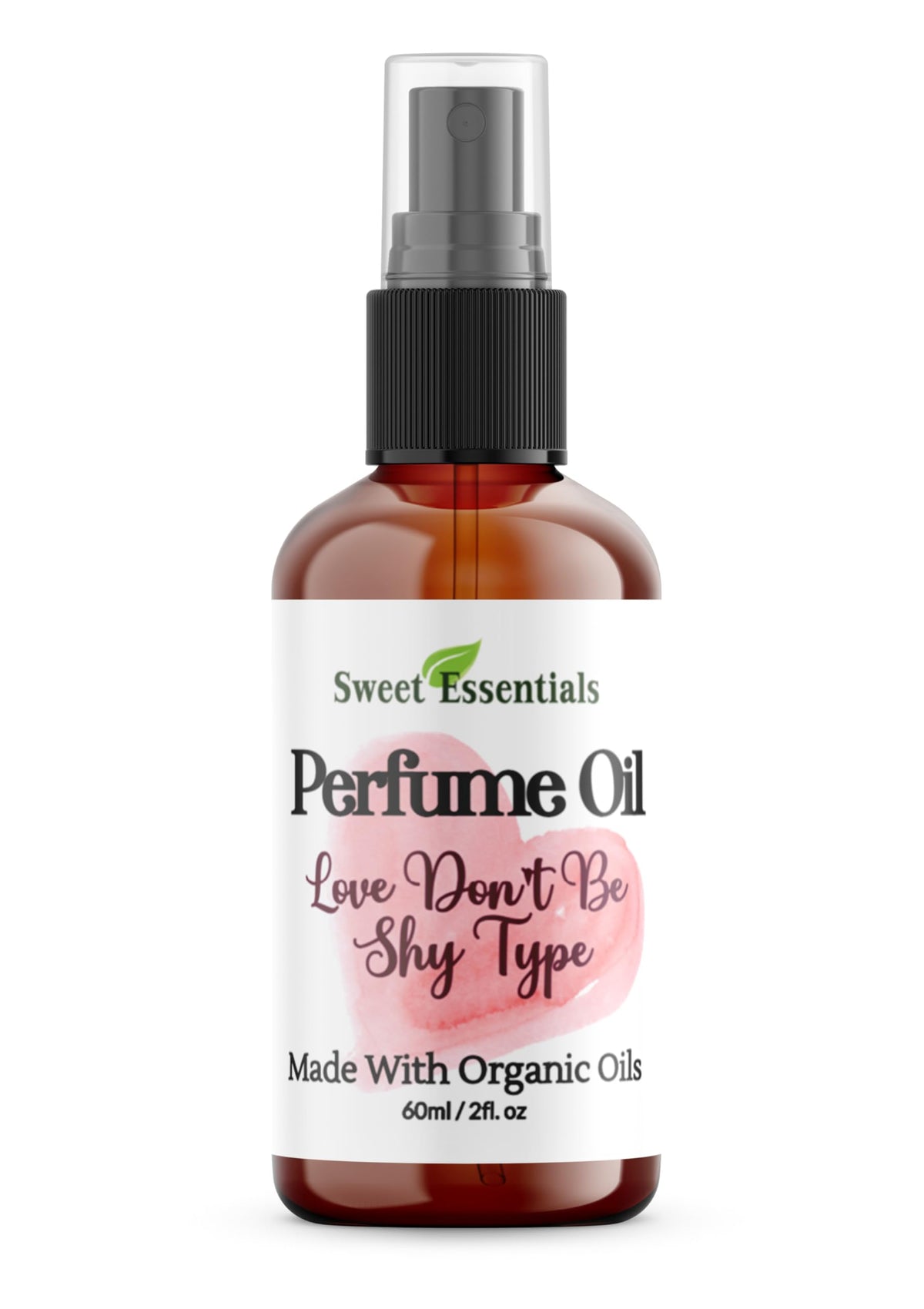 Sweet Essentials Love Don't Be Shy Type bottle front showing long-lasting fragrance.