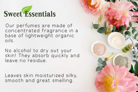 Sweet Essentials Love Don't Be Shy Type applied to pulse points for lasting scent.