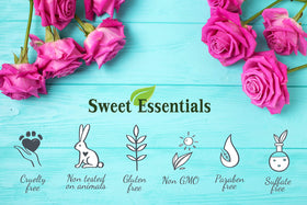 Sweet Essentials Shampure spray bottle ready for easy pulse-point application.
