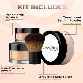 Sweet Face Minerals finishing powder matte finish for long-lasting, breathable glow.