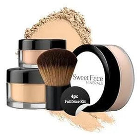 Sweet Face Minerals foundation powder loose in warm shade for natural coverage.