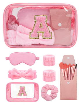 Sweet Lion initial makeup bag with glitter accents for organized travel