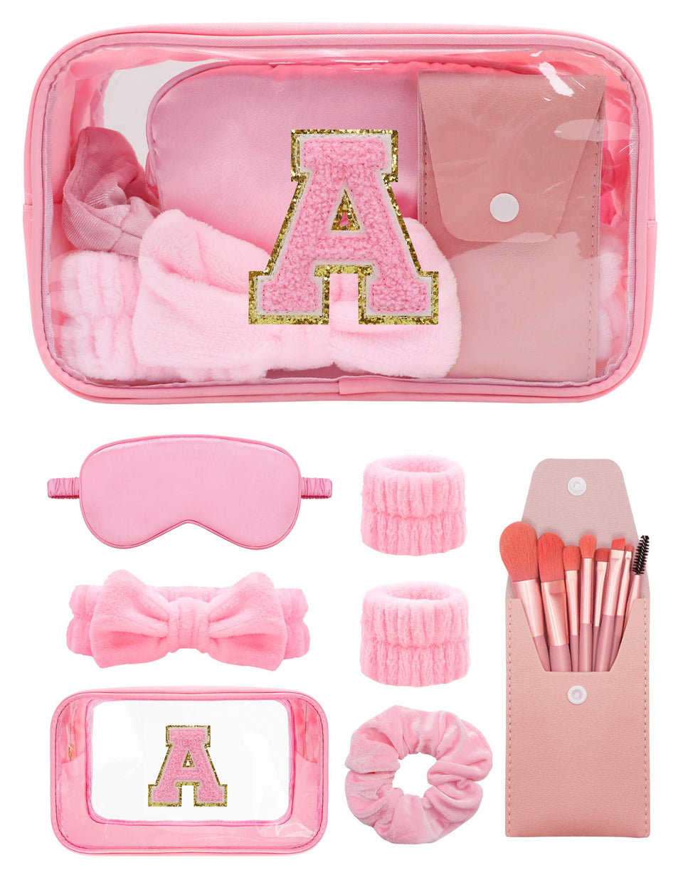 Sweet Lion initial makeup bag with glitter accents for organized travel