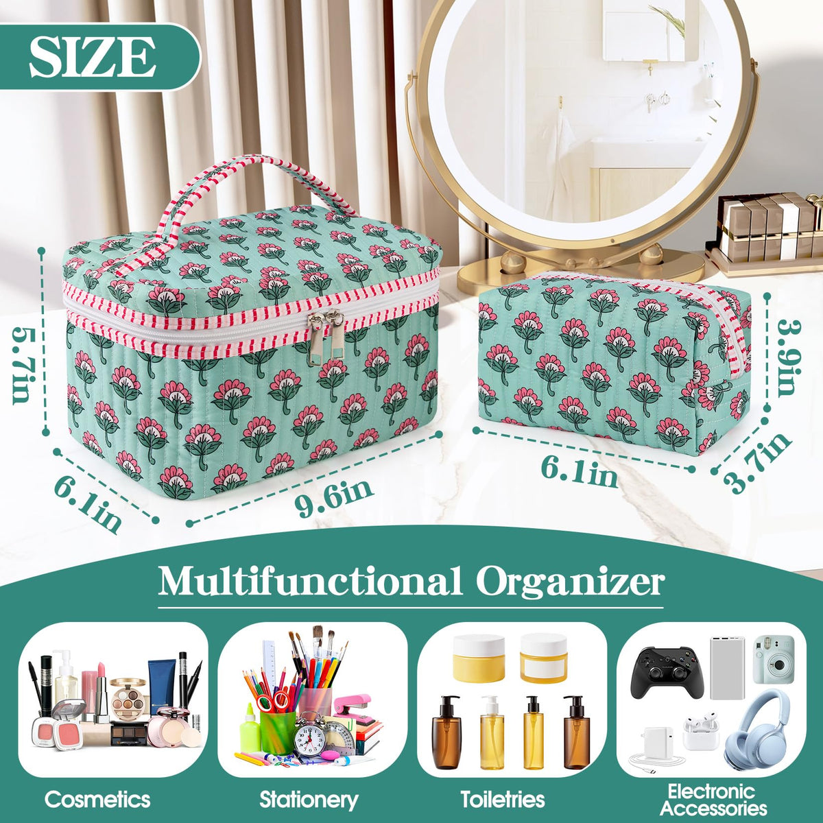 Sweet Lion portable travel bag pair fits in purse or suitcase for organization
