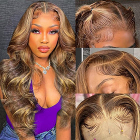 SWEETGIRL 13x6 lace front wig in honey blonde ombre, natural look for everyday wear