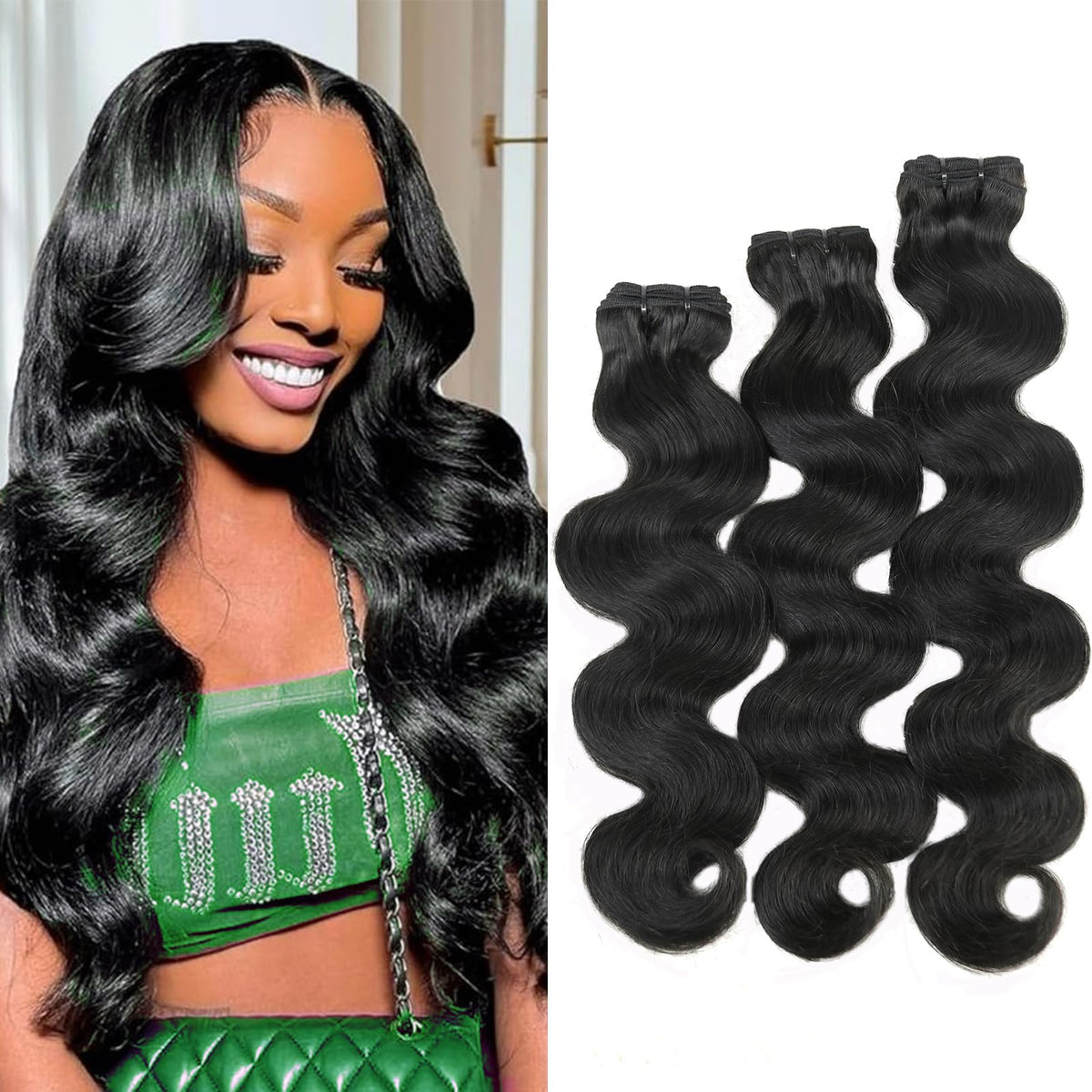 SweetGirl body wave bundles packaging highlights premium quality and ready-to-use styling.
