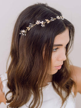 SWEETV headband with clear stone sprays for subtle sparkle.
