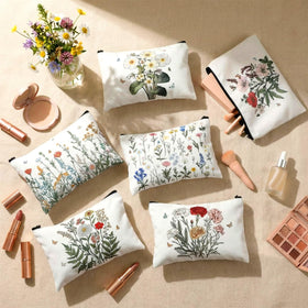 Sweetude spring wildflower makeup bag style 2 with waterproof surface.
