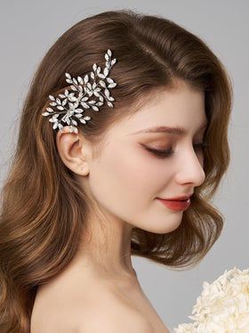 SWEETV bendable bridal hair piece complements various wedding hairstyles