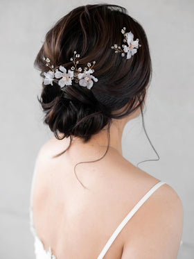 SweetV crystal embellished pin adds shimmering detail to wedding side bun