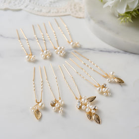 SweetV leaf-detail hair pin designed for versatile updos and refined half-up styles.