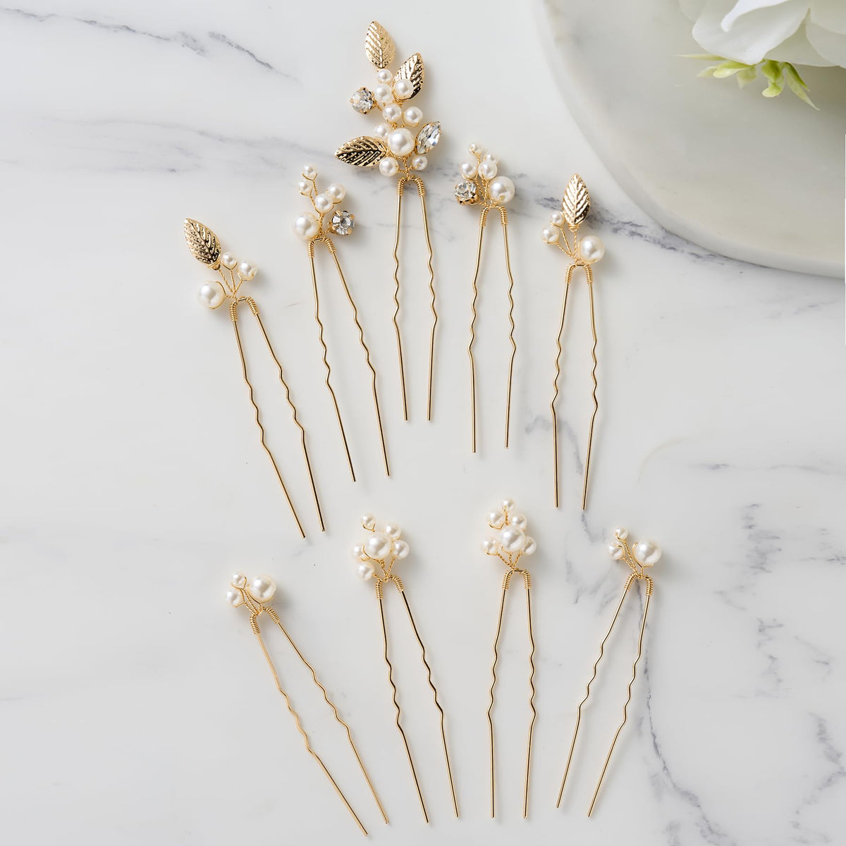 SweetV rhinestone pearl pin detail for wedding day elegance and secure placement.