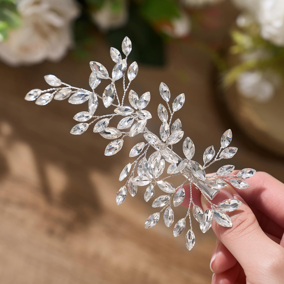 SWEETV bridesmaid hair accessory clip adds subtle sparkle to updos