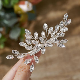 SWEETV bridesmaids crystal hair accessory adds subtle glamour to coordinated looks.