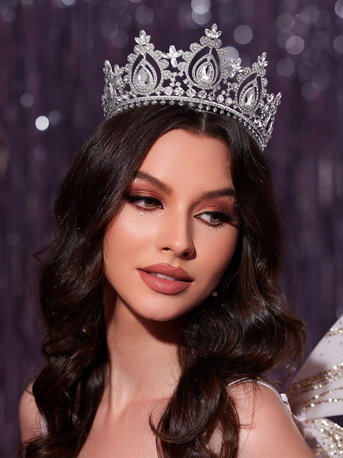 SWEETV crystal headpiece tiara on bridal look for special day