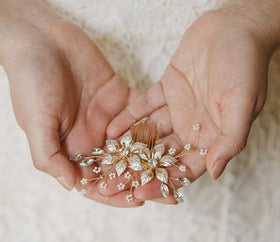 SweetV floral-inspired clip complements dresses with romantic, timeless style.