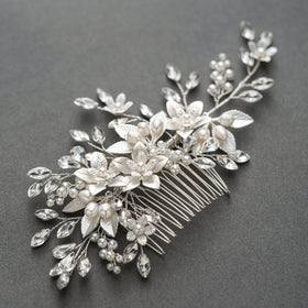 SWEETV romantic rose hair decor complements classic wedding gowns