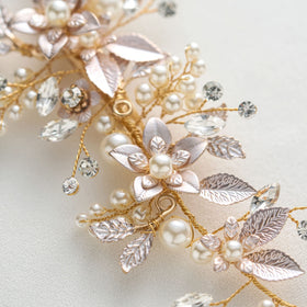 SWEETV Gold wedding hair clip bendable branch for styling flexibility.